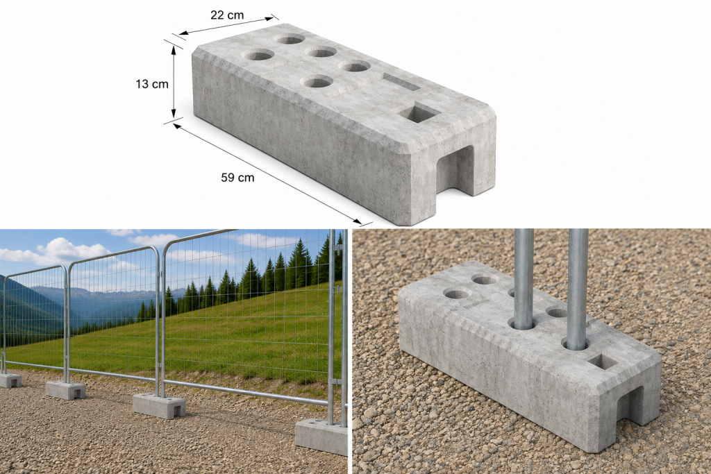Mobile Zaunanlage Betonfuß – stabiler Standfuß aus Beton