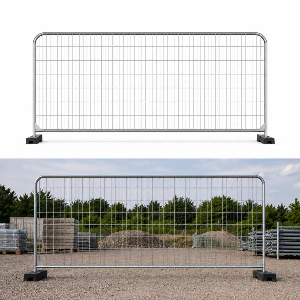 Bauzaun Mobilzaun Element STANDARD — verzinktes Bauzaunelement mit Eckverstärkung