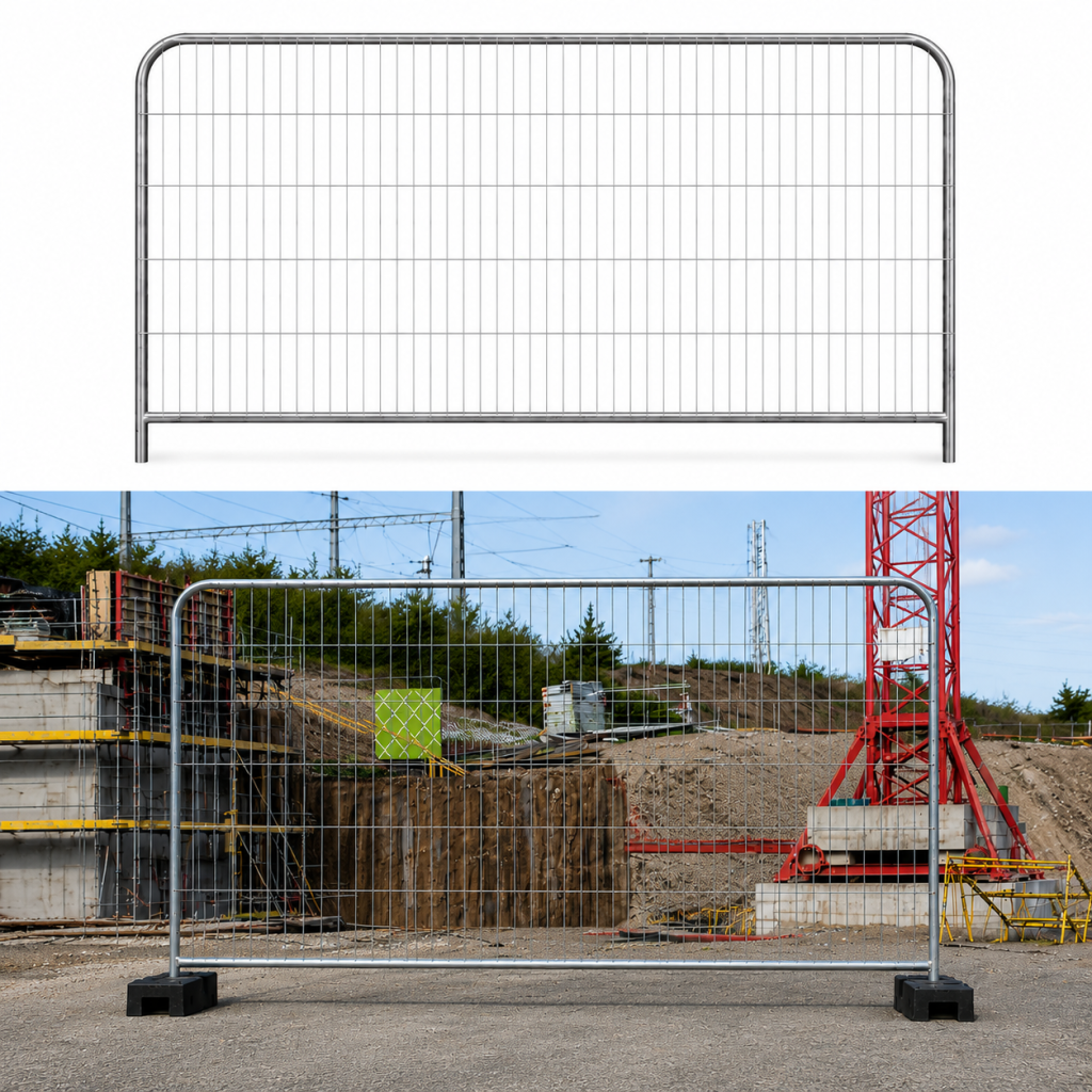 Bauzaun Mobilzaun Element STANDARD 3434 x 2000 mm verzinkt für Baustellen und Events