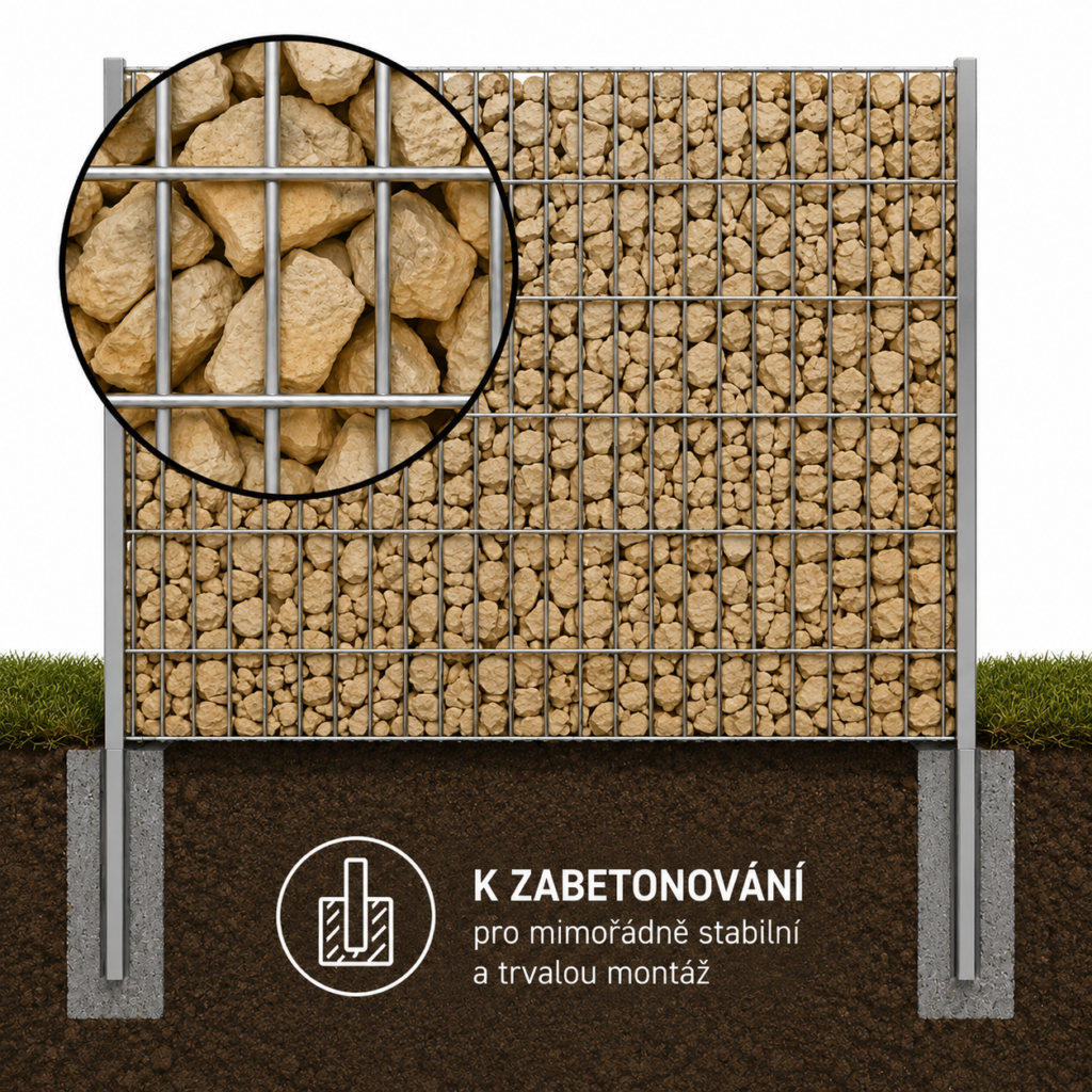 Gabionový plot ALPIN k zabetonování