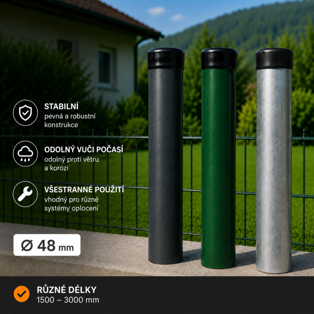 Kulatý sloupek průměr 48 mm pro sypané a gabionové ploty