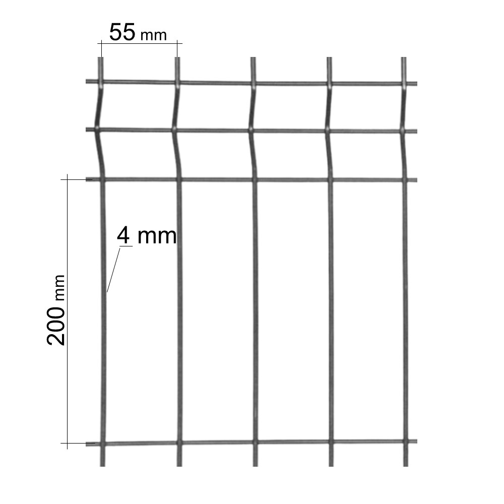 Plotový panel 3D STRONG, oko 55 × 200 mm, délka 2500 mm